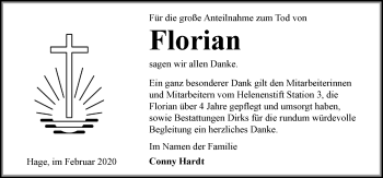 Traueranzeige von Florian  