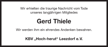 Traueranzeige von Gerd Thiele 