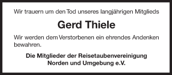 Traueranzeige von Gerd Thiele 