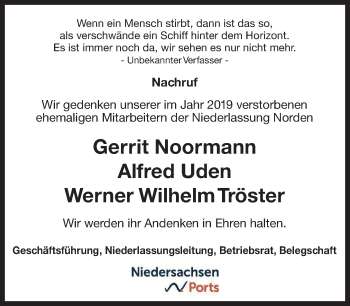 Traueranzeige von In Gedenken 2019 