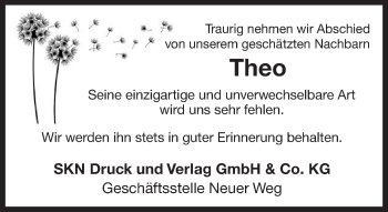 Traueranzeige von Theo  