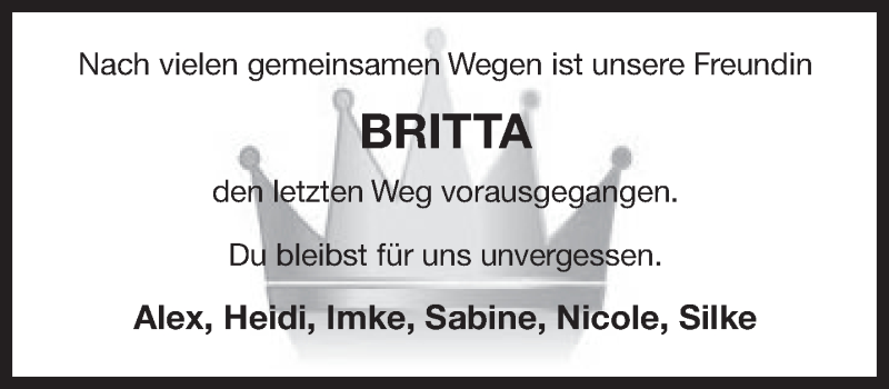  Traueranzeige für Britta Kröger vom 28.02.2020 aus 