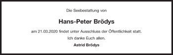 Traueranzeige von Hans-Peter Brödys 