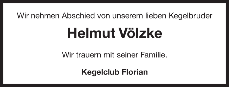  Traueranzeige für Helmut Völzke vom 21.03.2020 aus 