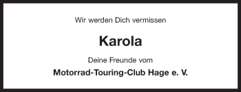 Traueranzeige von Karola  