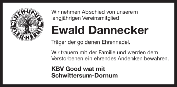 Traueranzeige von Ewald Dannecker 