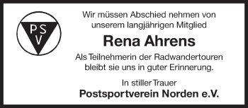Traueranzeige von Rena Ahrens 