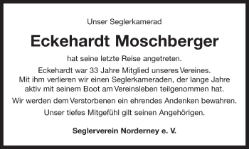 Traueranzeige von Eckehardt Moschberger 