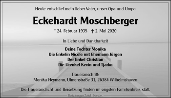 Traueranzeige von Eckehardt Moschberger 