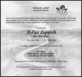 Traueranzeige von Helga Leppich 