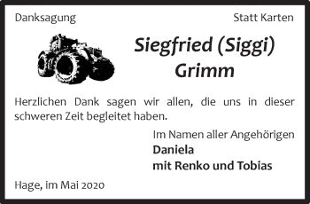Traueranzeige von Siegfried Grimm von Ostfrisischer Kurier