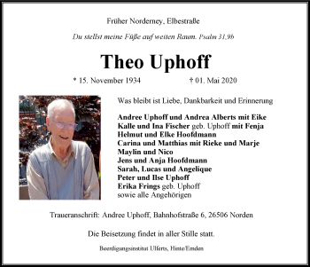Traueranzeige von Theo Uphoff 