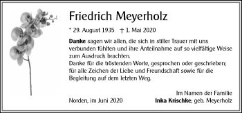 Traueranzeige von Friedrich Meyerholz 
