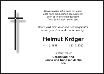 Traueranzeige von Helmut Kröger 