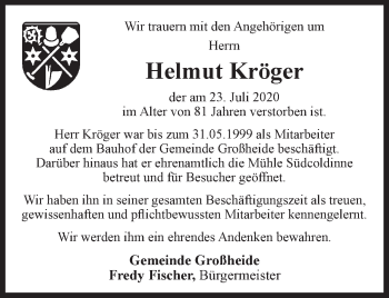 Traueranzeige von Helmut Kröger 