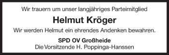 Traueranzeige von Helmut Kröger 