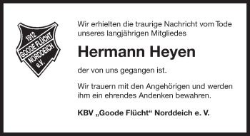 Traueranzeige von Hermann Heyen 
