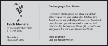 Traueranzeige von Erich Meiners 