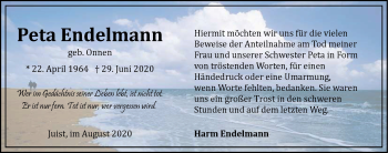 Traueranzeige von Peta Endelmann 