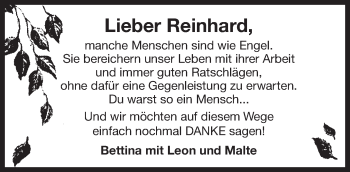 Traueranzeige von Reinhard  von Ostfrisischer Kurier