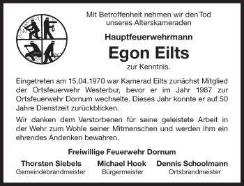 Traueranzeige von Egon Eilts 