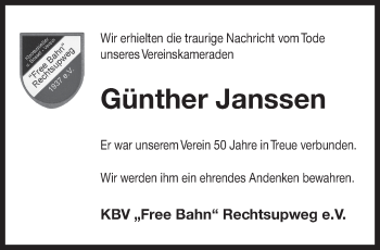 Traueranzeige von Günther Janssen 