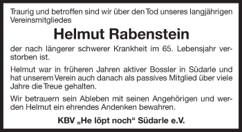 Traueranzeige von Helmut Rabenstein 
