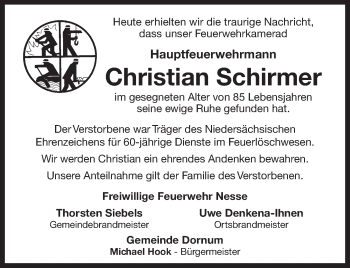 Traueranzeige von Christian Schirmer 