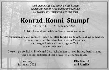 Traueranzeige von Konrad Stumpf 