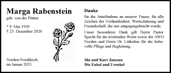 Traueranzeige von Marga Rabenstein 