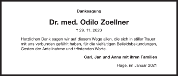 Traueranzeige von Odilo Zoellner 