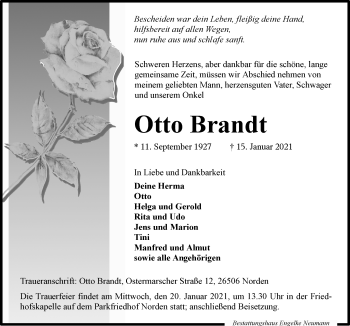 Traueranzeige von Otto Brandt 