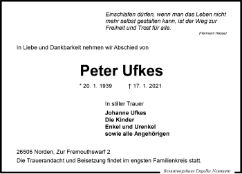 Traueranzeige von Peter Ufkes 