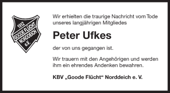 Traueranzeige von Peter Ufkes 