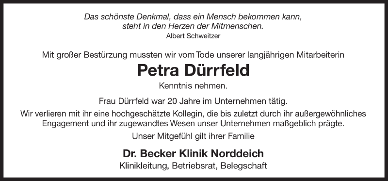  Traueranzeige für Petra Dürrfeld vom 30.01.2021 aus 