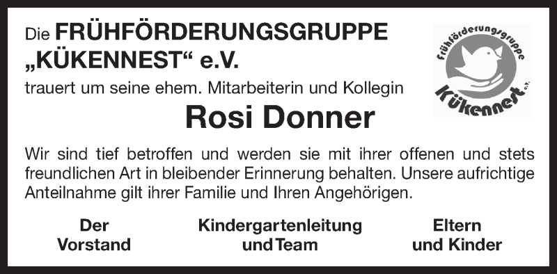  Traueranzeige für Rosi Donner vom 15.01.2021 aus 