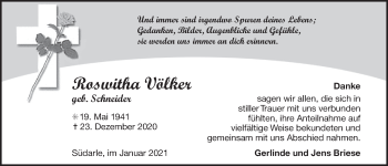 Traueranzeige von Roswitha Völker 