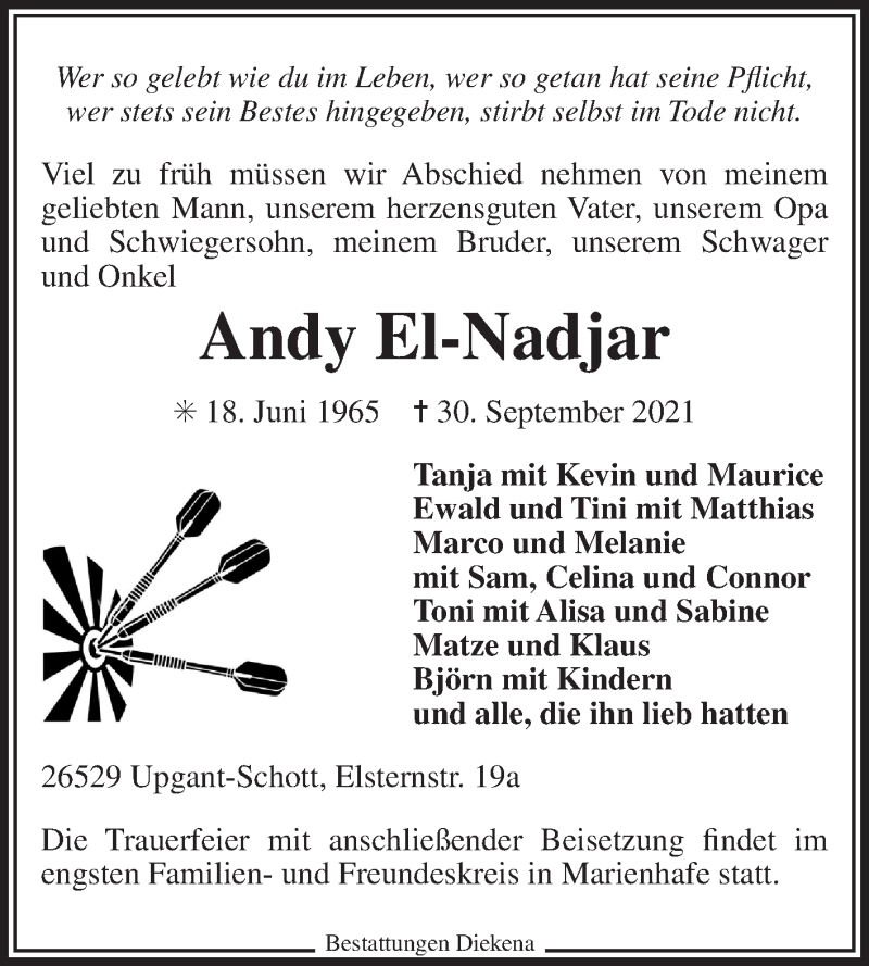  Traueranzeige für Andy El-Nadjar vom 02.10.2021 aus 