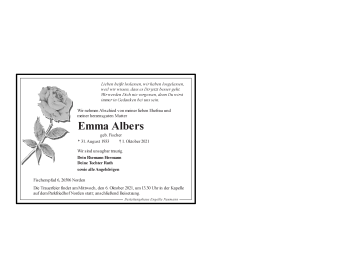Traueranzeige von Emma Albers 