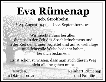 Traueranzeige von Eva Rümenap 
