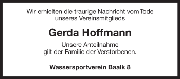 Traueranzeige von Gerda Hoffmann 