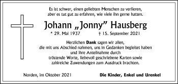 Traueranzeige von Johann Hausberg 