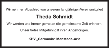 Traueranzeige von Theda Schmidt 