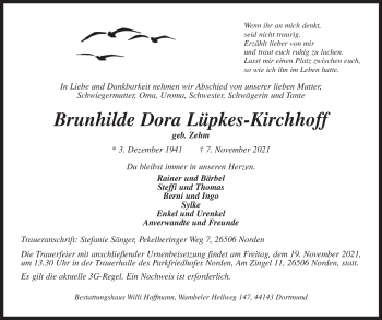Traueranzeige von Brunhilde Dora Lüpkes-Kirchhoff 