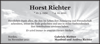 Traueranzeige von Horst Richter 