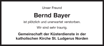 Traueranzeige von Bernd Bayer 