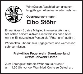 Traueranzeige von Eibo Stöhr 