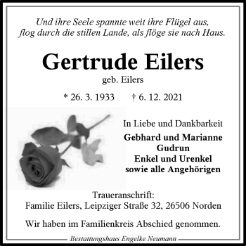 Traueranzeige von Gertrude Eilers 