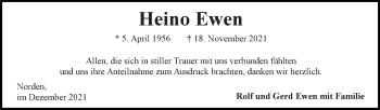Traueranzeige von Heino Ewen 