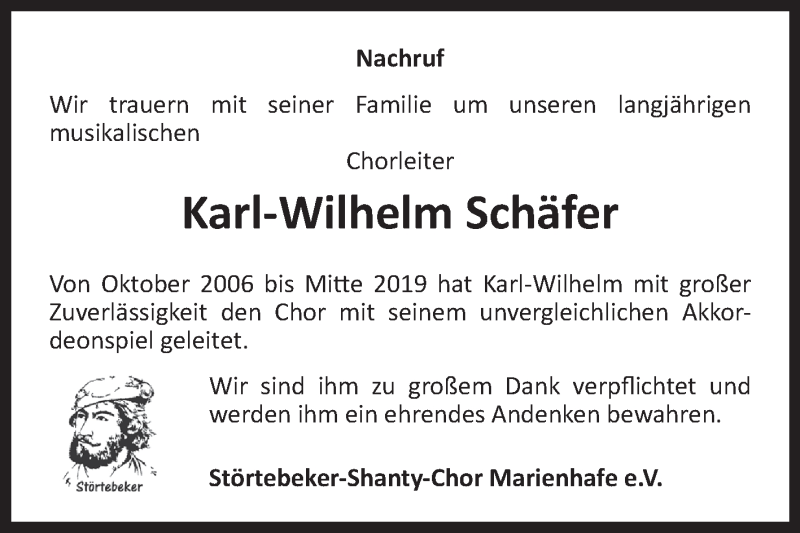  Traueranzeige für Karl-Wilhelm Schäfer vom 01.12.2021 aus 